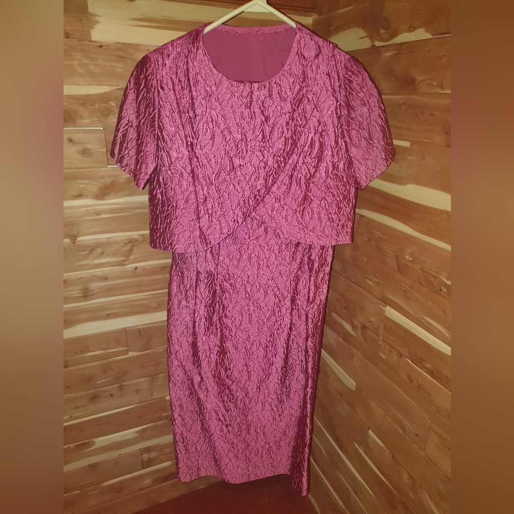 Vintage 80s Rose Pink Dress With Jacket And Cummerbund Belt
